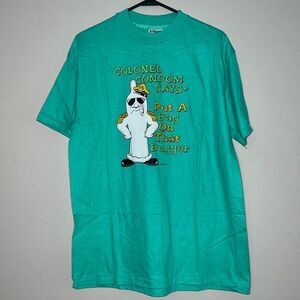 Vintage Colonel Con***Says Put a Bag On That Bugger Hanes Pocket T-shirt Sz L